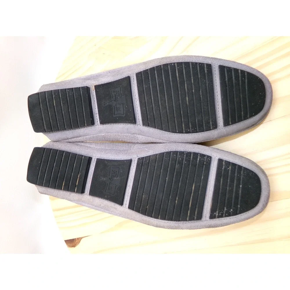 Flag Ltd Nappa Glove Driving Shoes Mens Gray Sz 9.5 M Slip On Suede Perf Leather